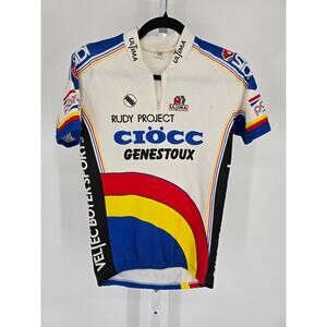 Vintage 1990s Mens Sz S 1/4 Zip Short Sleeve Cycling Jersey Race Worn by Ultima